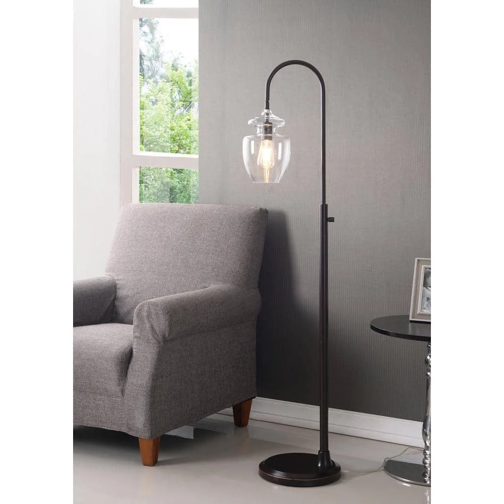 Apoka 60.125 in. Oil Rubbed Bronze Floor Lamp with Clear Shade by Manor Brook 10 Apoka 60.125 in. Oil Rubbed Bronze Floor Lamp with Clear Shade by Manor Brook - Image 8
