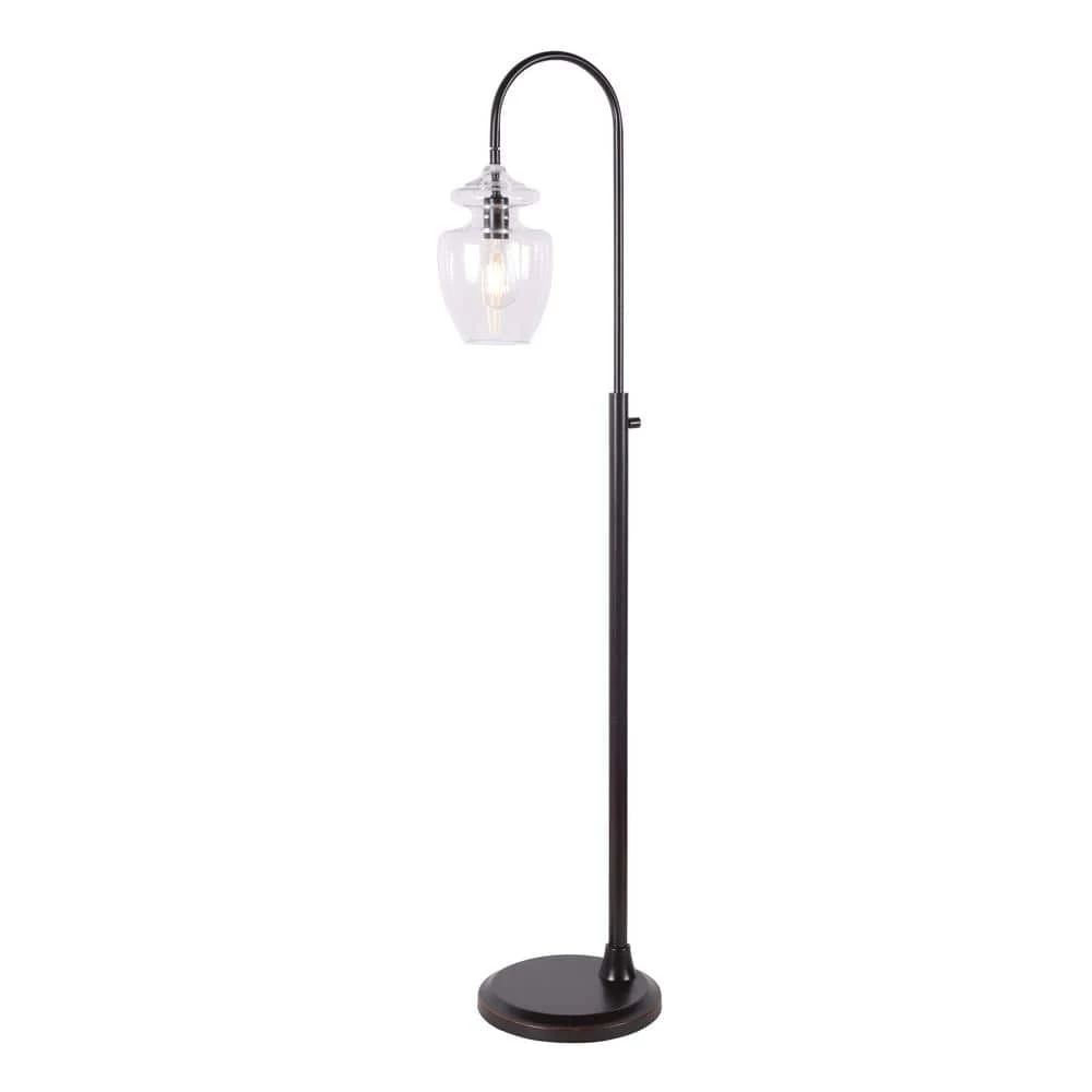 Apoka 60.125 in. Oil Rubbed Bronze Floor Lamp with Clear Shade by Manor Brook 3 Apoka 60.125 in. Oil Rubbed Bronze Floor Lamp with Clear Shade by Manor Brook