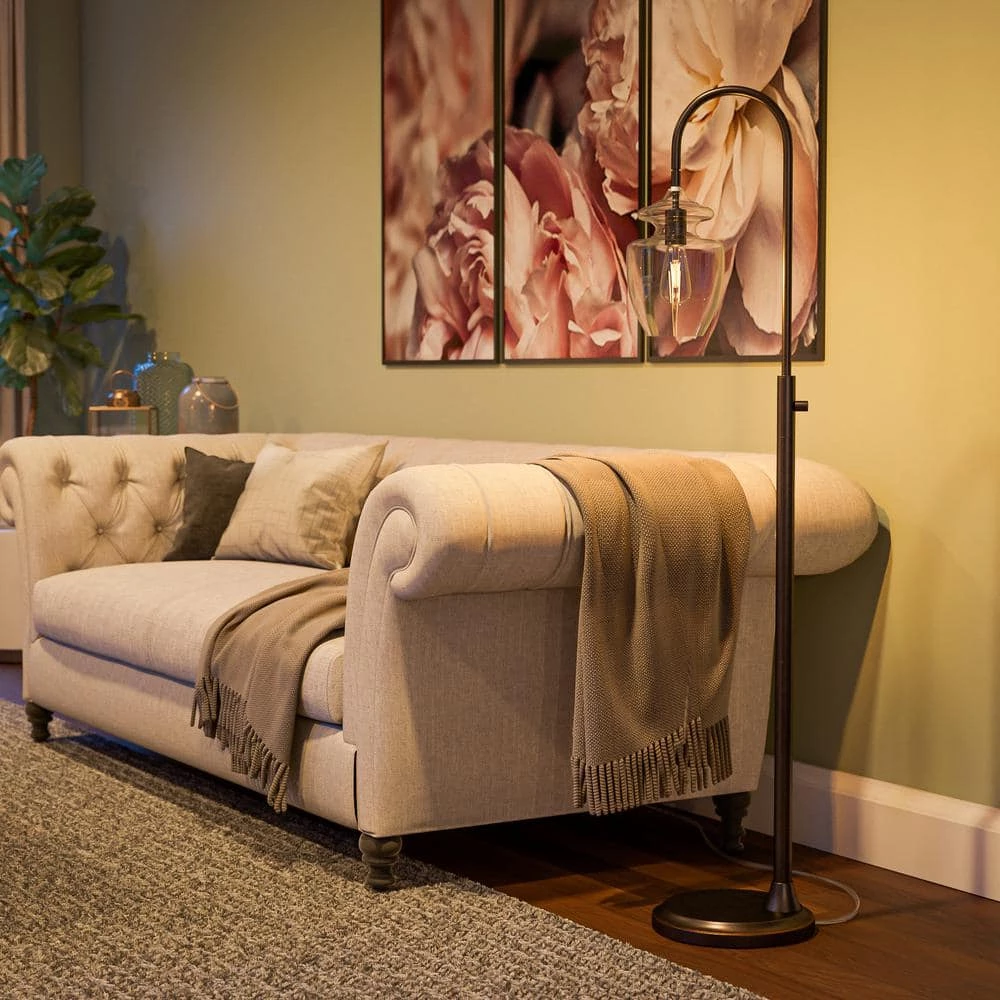 Apoka 60.125 in. Oil Rubbed Bronze Floor Lamp with Clear Shade by Manor Brook 4 Apoka 60.125 in. Oil Rubbed Bronze Floor Lamp with Clear Shade by Manor Brook - Image 2