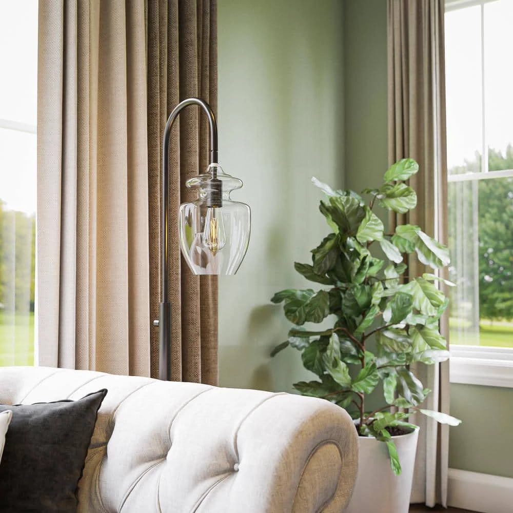 Apoka 60.125 in. Oil Rubbed Bronze Floor Lamp with Clear Shade by Manor Brook 8 Apoka 60.125 in. Oil Rubbed Bronze Floor Lamp with Clear Shade by Manor Brook - Image 6