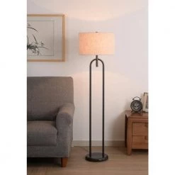 Marlene 60.75 in. Oil Rubbed Bronze Indoor Floor Lamp with White Drum Shade by Manor Brook -Brightech Sales oil rubbed bronze manor brook floor lamps mb100539 31 1000