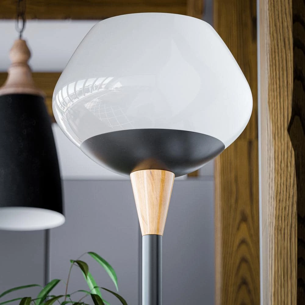 Linton 71.375 in. Oil Rubbed Bronze with Wood Accents Torchiere Floor Lamp by Manor Brook 6 Linton 71.375 in. Oil Rubbed Bronze with Wood Accents Torchiere Floor Lamp by Manor Brook - Image 4