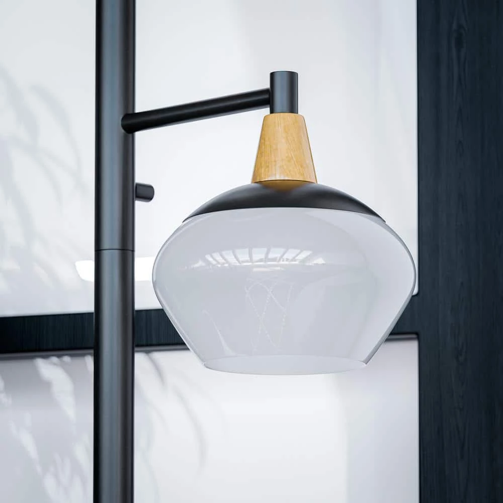 Linton 71.375 in. Oil Rubbed Bronze with Wood Accents Torchiere Floor Lamp by Manor Brook 5 Linton 71.375 in. Oil Rubbed Bronze with Wood Accents Torchiere Floor Lamp by Manor Brook - Image 3