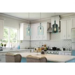 1-Light Danish 23 in. Cylinder Blue Pendant by Manor Brook 14 1-Light Danish 23 in. Cylinder Blue Pendant by Manor Brook -Brightech Sales painted light blue glass manor brook chandeliers mb100671 44 1000