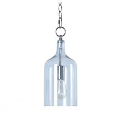 1-Light Danish 23 in. Cylinder Blue Pendant by Manor Brook