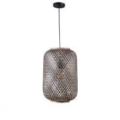 Aniston 1-Light Rattan and Black Pendant by Manor Brook -Brightech Sales rattan and black manor brook chandeliers mb100547 31 1000