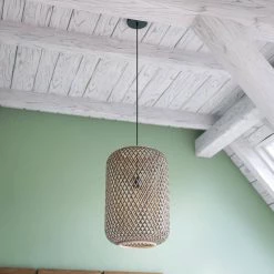 Aniston 1-Light Rattan and Black Pendant by Manor Brook -Brightech Sales rattan and black manor brook chandeliers mb100547 4f 1000
