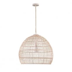 Pagos 1-Light Brown Pendant with Rattan Shade by Manor Brook -Brightech Sales rattan manor brook chandeliers mb100533 31 1000
