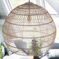 Pagos 1-Light Brown Pendant with Rattan Shade by Manor Brook -Brightech Sales rattan manor brook chandeliers mb100533 e1 1000