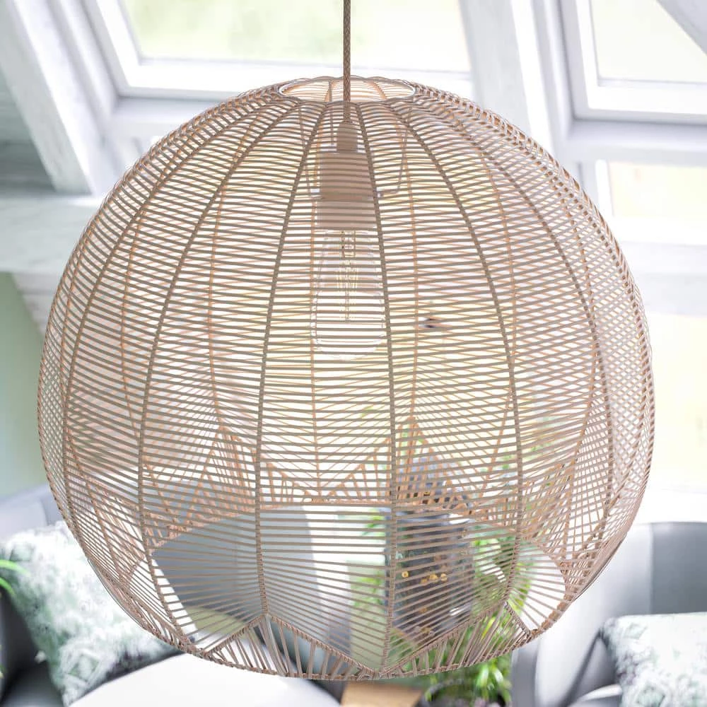 Verona 1-Light Rattan Pendant by Manor Brook 3 Verona 1-Light Rattan Pendant by Manor Brook - Image 2