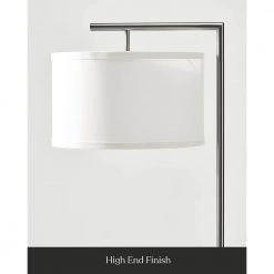 Montage Modern 60 in. Satin Nickel LED Floor Lamp with White Fabric Drum Shade by Brightech -Brightech Sales satin nickel brightech floor lamps 7h ue0f z4hf 4f 1000