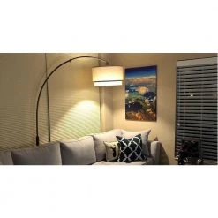 Mason 81 in. Satin Nickel Arc LED Floor Lamp with Drum Shade by Brightech -Brightech Sales satin nickel brightech floor lamps c0 a6gf hl6a 4f 1000