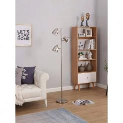 Jacob 64 in. Satin Nickel Tree LED Floor Lamp with 3 Adjustable Lights by Brightech -Brightech Sales satin nickel brightech floor lamps hc ai27 mkrh 1f 1000