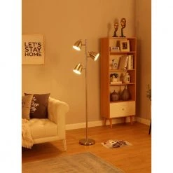 Jacob 64 in. Satin Nickel Tree LED Floor Lamp with 3 Adjustable Lights by Brightech -Brightech Sales satin nickel brightech floor lamps hc ai27 mkrh 4f 1000