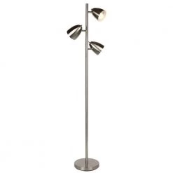 Jacob 64 in. Satin Nickel Tree LED Floor Lamp with 3 Adjustable Lights by Brightech