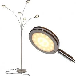 Orion 5 - 74 in. Satin Nickel Modern LED Arc Lamp with 5 Adjustable Arms and Light Heads by Brightech