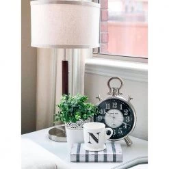 Carter 26 in. Silver Stainless Steel and Wood Indoor Table Lamp by Brightech -Brightech Sales silver brightech desk lamps 4j szvu z17w 44 1000