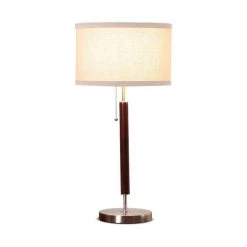 Carter 26 in. Silver Stainless Steel and Wood Indoor Table Lamp by Brightech