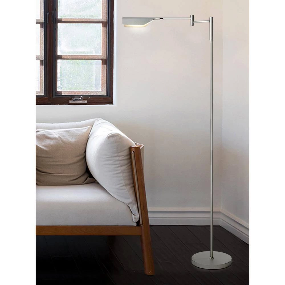 Leaf 53 in. Nickel LED Floor Lamp with Adjustable Arm and Shade by Brightech 6 Leaf 53 in. Nickel LED Floor Lamp with Adjustable Arm and Shade by Brightech - Image 4