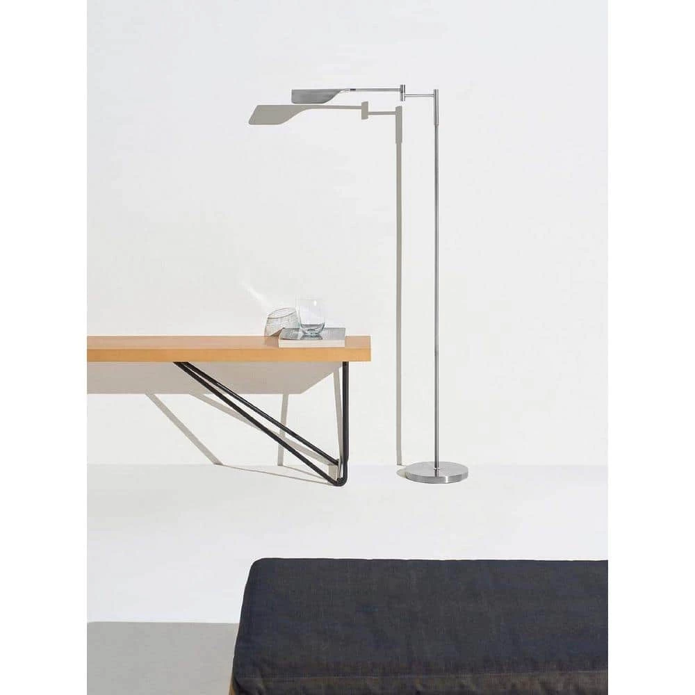 Leaf 53 in. Nickel LED Floor Lamp with Adjustable Arm and Shade by Brightech 4 Leaf 53 in. Nickel LED Floor Lamp with Adjustable Arm and Shade by Brightech - Image 2