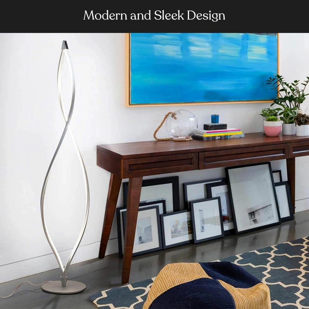 Twist 43 in. Silver Spiral LED Floor Lamp by Brightech 7 Twist 43 in. Silver Spiral LED Floor Lamp by Brightech - Image 5