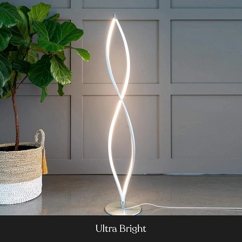 Twist 43 in. Silver Spiral LED Floor Lamp by Brightech 5 Twist 43 in. Silver Spiral LED Floor Lamp by Brightech - Image 3
