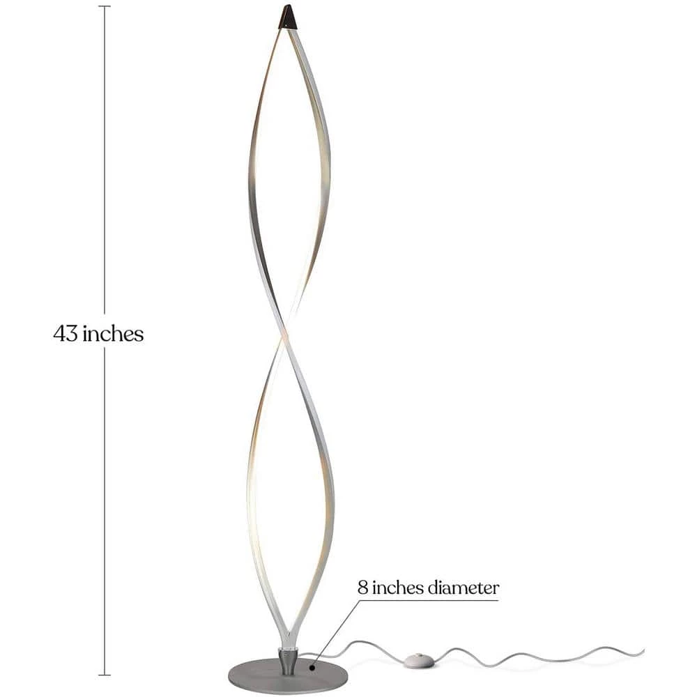 Twist 43 in. Silver Spiral LED Floor Lamp by Brightech 4 Twist 43 in. Silver Spiral LED Floor Lamp by Brightech - Image 2