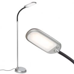 Lightspan 2nd Edition 55 in. Silver Adjustable Bright LED Floor Light with Gooseneck by Brightech