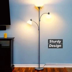 Sky Dome Double 72 in. Silver Torchiere LED Floor Lamp with 2 Adjustable Arms by Brightech 10 Sky Dome Double 72 in. Silver Torchiere LED Floor Lamp with 2 Adjustable Arms by Brightech -Brightech Sales silver brightech floor lamps fl dme2 svr 4f 1000