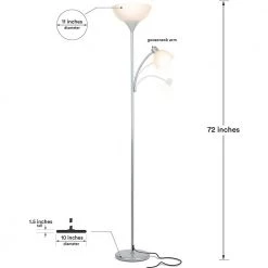 Sky Dome Plus 72 in. Silver Torchiere LED Floor Lamp with 1 Adjustable Arm by Brightech 10 Sky Dome Plus 72 in. Silver Torchiere LED Floor Lamp with 1 Adjustable Arm by Brightech -Brightech Sales silver brightech floor lamps fl dmepl svr 1f 1000