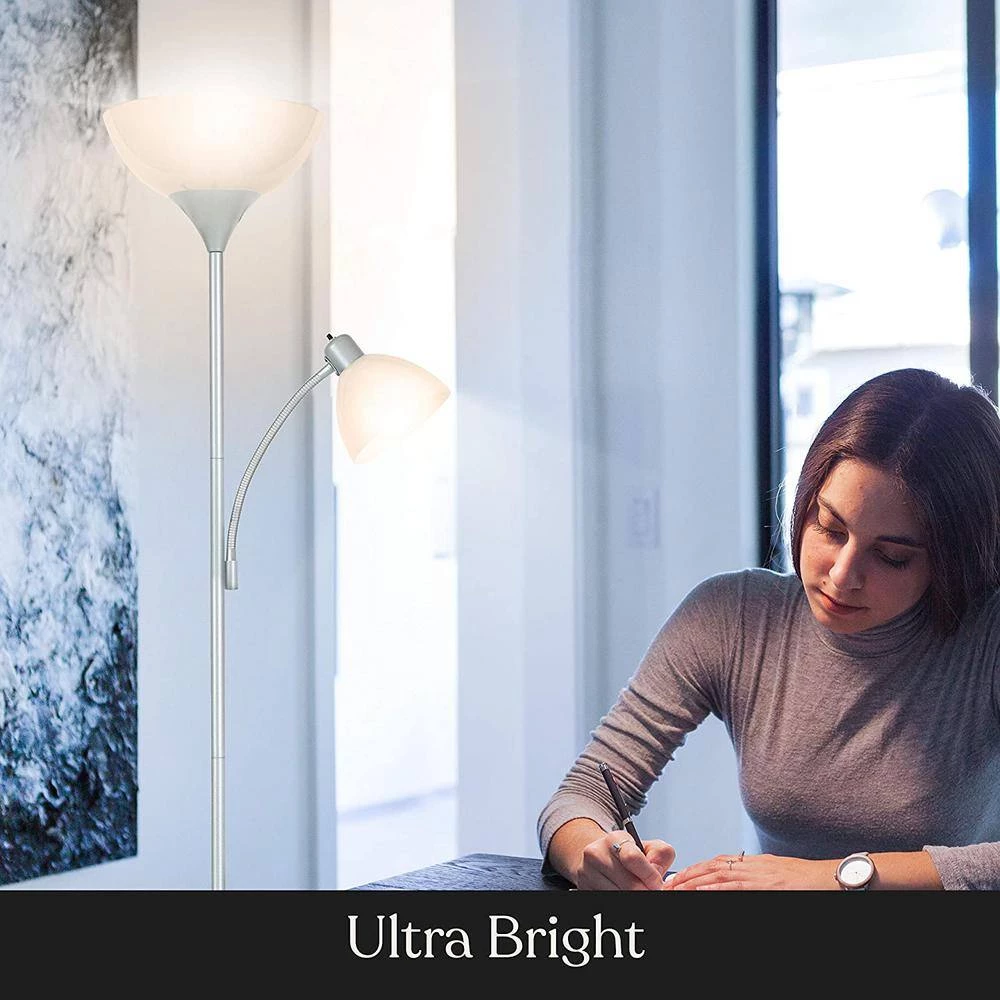 Sky Dome Plus 72 in. Silver Torchiere LED Floor Lamp with 1 Adjustable Arm by Brightech 7 Sky Dome Plus 72 in. Silver Torchiere LED Floor Lamp with 1 Adjustable Arm by Brightech - Image 5