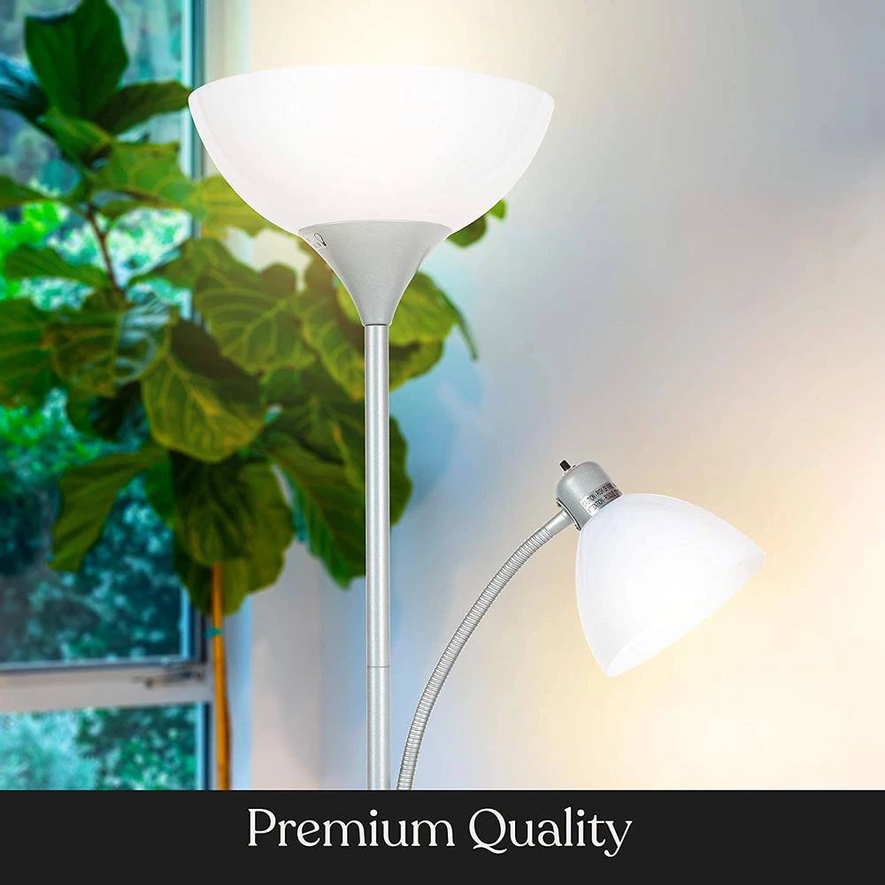 Sky Dome Plus 72 in. Silver Torchiere LED Floor Lamp with 1 Adjustable Arm by Brightech 5 Sky Dome Plus 72 in. Silver Torchiere LED Floor Lamp with 1 Adjustable Arm by Brightech - Image 3