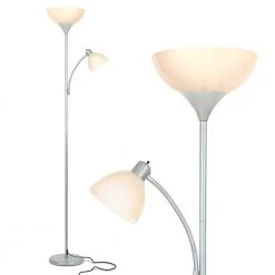 Sky Dome Plus 72 in. Silver Torchiere LED Floor Lamp with 1 Adjustable Arm by Brightech