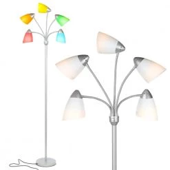 Medusa 74 in. Silver LED Floor Lamp with 5 Interchangeable Color and White Shades by Brightech
