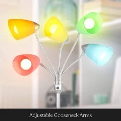 Medusa 74 in. Silver LED Floor Lamp with 5 Interchangeable Color and White Shades by Brightech -Brightech Sales silver brightech floor lamps fl mdsa svr fa 1000