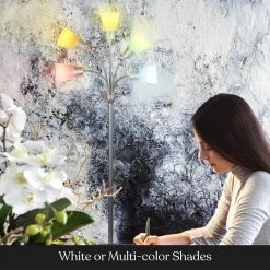 Medusa Modern 78 in. Silver LED Floor Lamp with 5 Interchangeable Color and White Shades by Brightech -Brightech Sales silver brightech floor lamps fl mdsmdrn svr 1f 1000