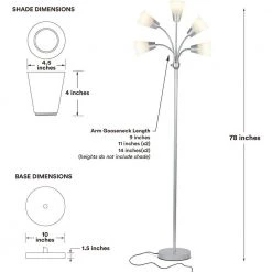 Medusa Modern 78 in. Silver LED Floor Lamp with 5 Interchangeable Color and White Shades by Brightech -Brightech Sales silver brightech floor lamps fl mdsmdrn svr 44 1000