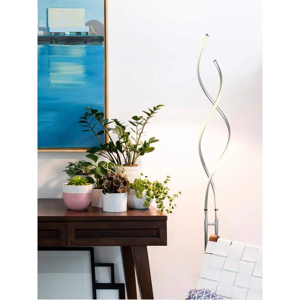 Embrace 60 in. Silver Modern LED Spiral 2 in 1 Floor and Table Lamp by Brightech 7 Embrace 60 in. Silver Modern LED Spiral 2 in 1 Floor and Table Lamp by Brightech - Image 5