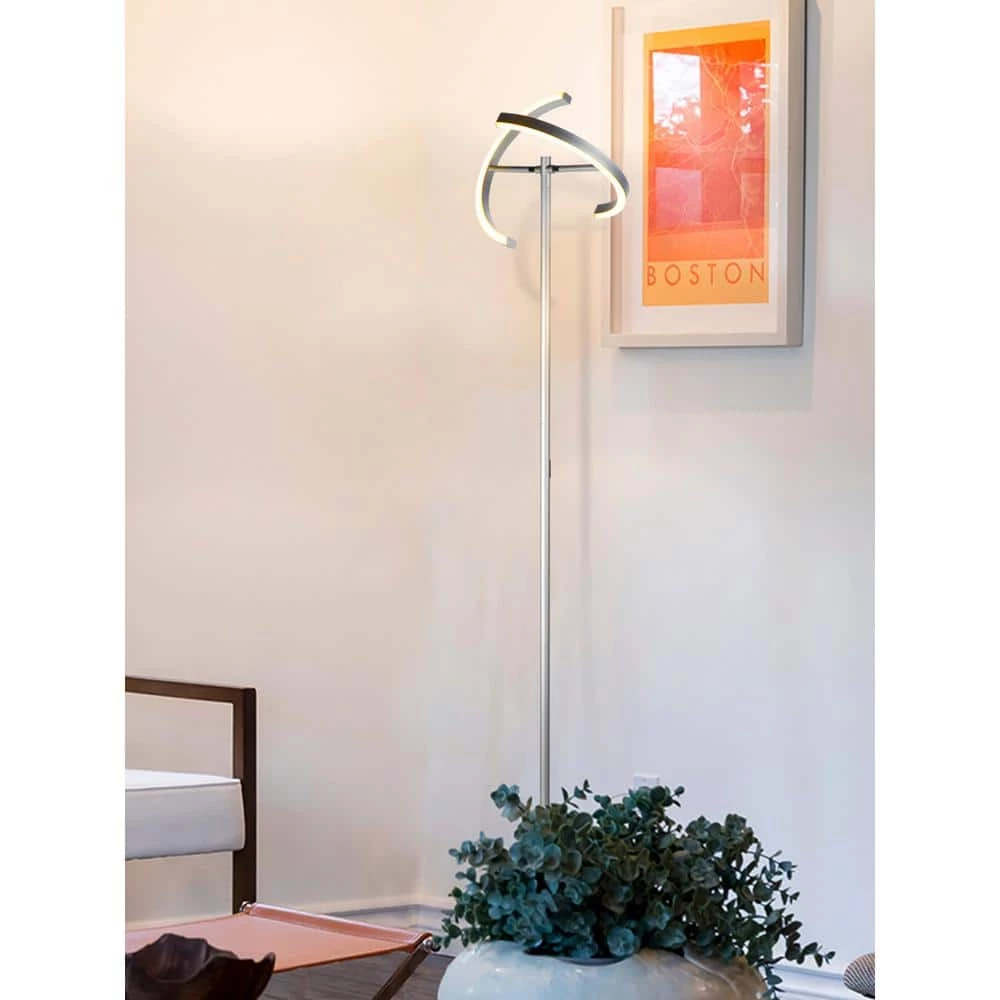 Halo Split 72 in. Silver LED Torchiere Floor Lamp by Brightech 4 Halo Split 72 in. Silver LED Torchiere Floor Lamp by Brightech - Image 2