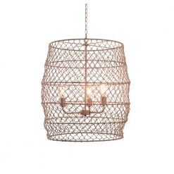 Brice 3-Light Tan Rope Pendant by Manor Brook