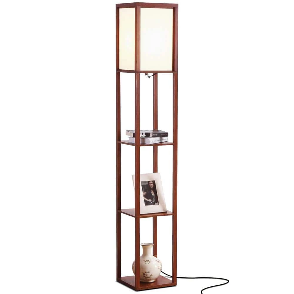 Maxwell 63 in. Walnut Brown LED Skinny Shelf Floor Lamp by Brightech 3 Maxwell 63 in. Walnut Brown LED Skinny Shelf Floor Lamp by Brightech