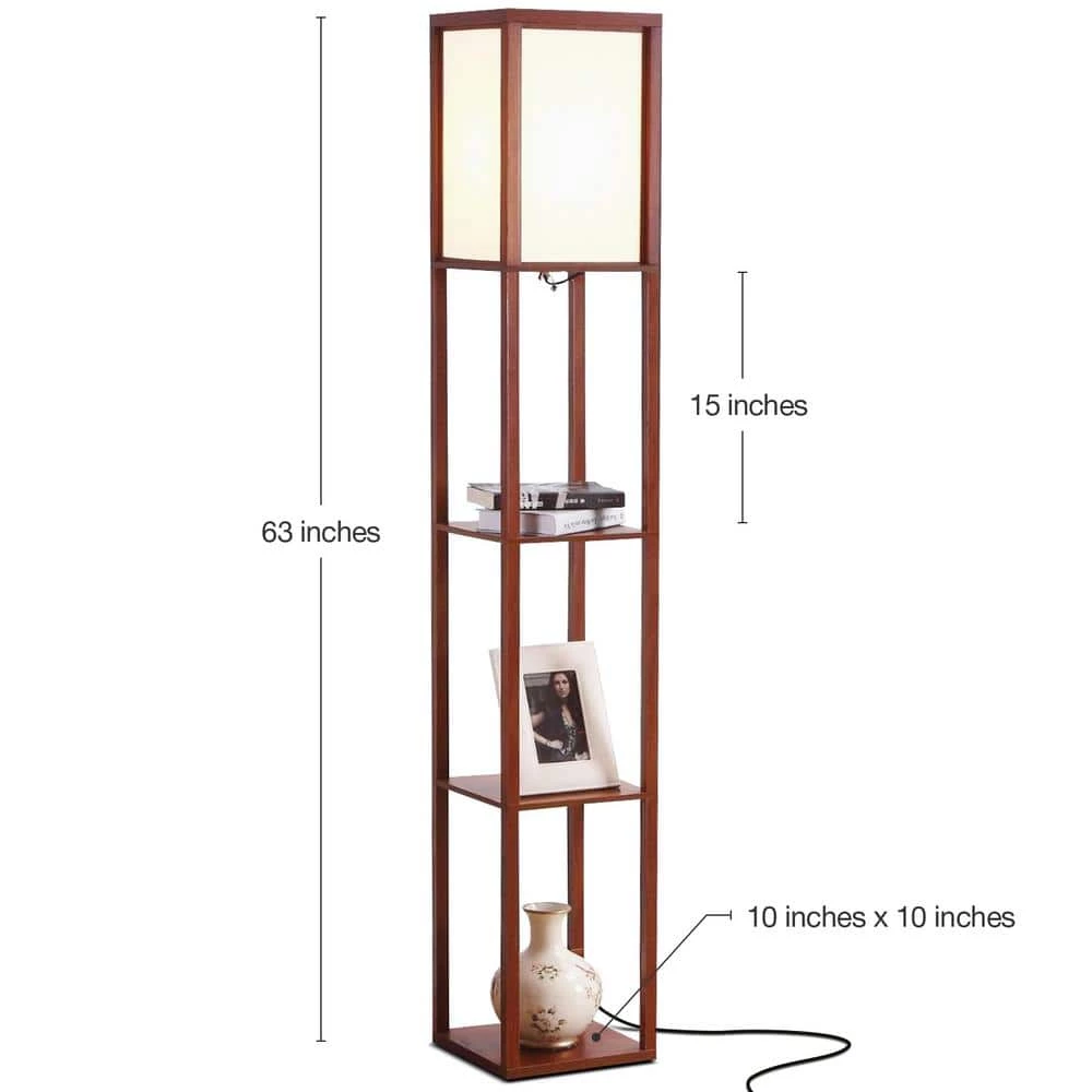 Maxwell 63 in. Walnut Brown LED Skinny Shelf Floor Lamp by Brightech 8 Maxwell 63 in. Walnut Brown LED Skinny Shelf Floor Lamp by Brightech - Image 6
