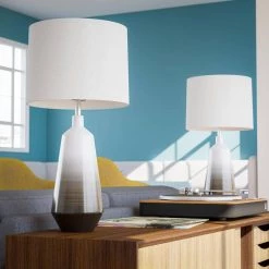 Horizon 27 in. Warm Gray Ombre Ceramic Indoor Table Lamp by Manor Brook -Brightech Sales warm gray ombre ceramic manor brook table lamps mb100237 fa 1000