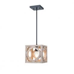 Montpellier 1-Light Weathered White and Black Square Mini Pendant by Manor Brook