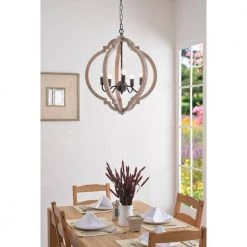 Cambridge 5-Light Weathered White Finish with Distressed Black Arms Pendant by Manor Brook -Brightech Sales weathered white finish with distressed black arms manor brook chandeliers mb100386 31 1000