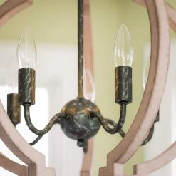 Cambridge 5-Light Weathered White Finish with Distressed Black Arms Pendant by Manor Brook -Brightech Sales weathered white finish with distressed black arms manor brook chandeliers mb100386 76 1000