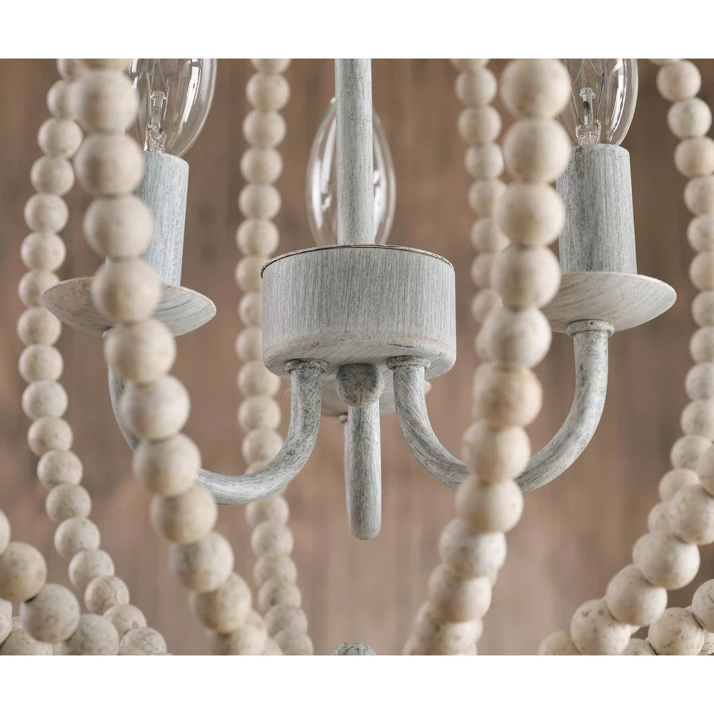 Stanley 3 Light Weathered White Chandelier by Manor Brook 8 Stanley 3 Light Weathered White Chandelier by Manor Brook - Image 7