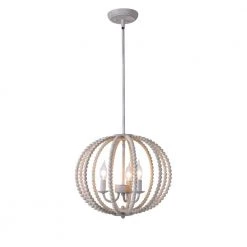 Stanley 3 Light Weathered White Chandelier by Manor Brook