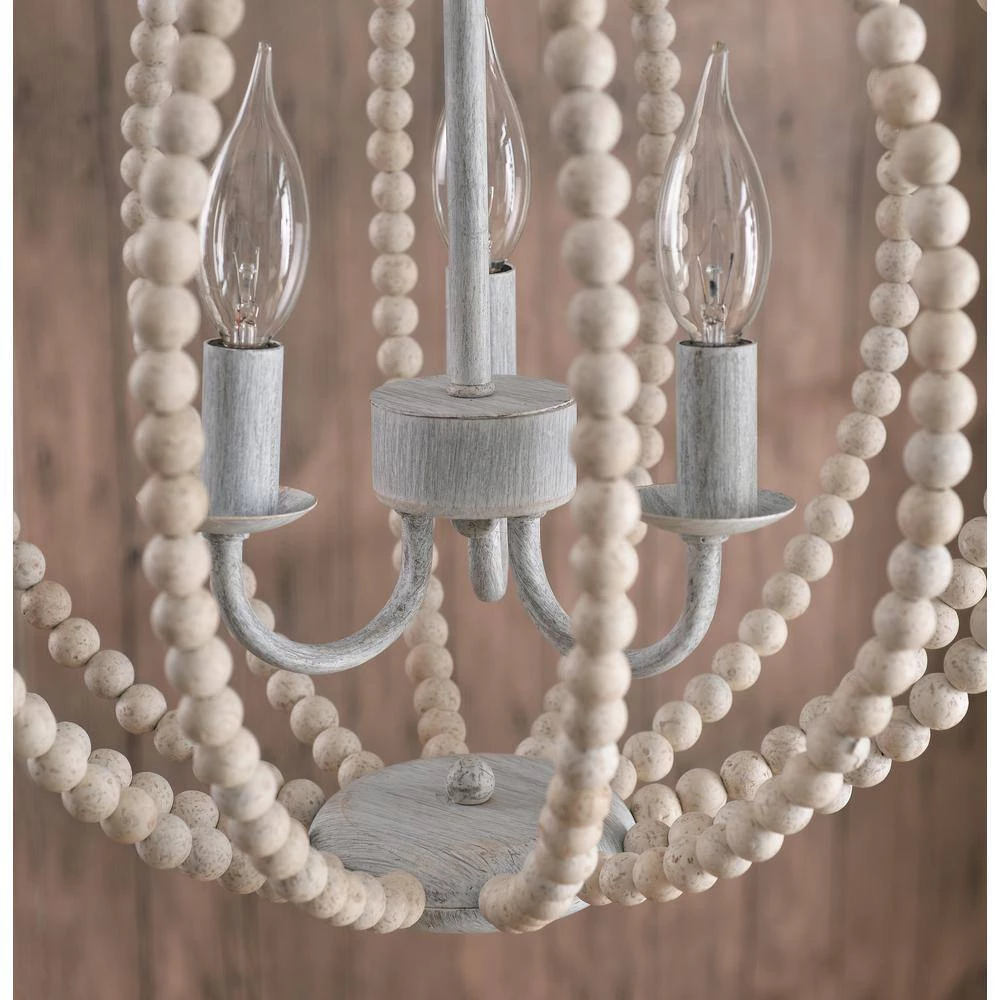 Stanley 3 Light Weathered White Chandelier by Manor Brook 10 Stanley 3 Light Weathered White Chandelier by Manor Brook - Image 9
