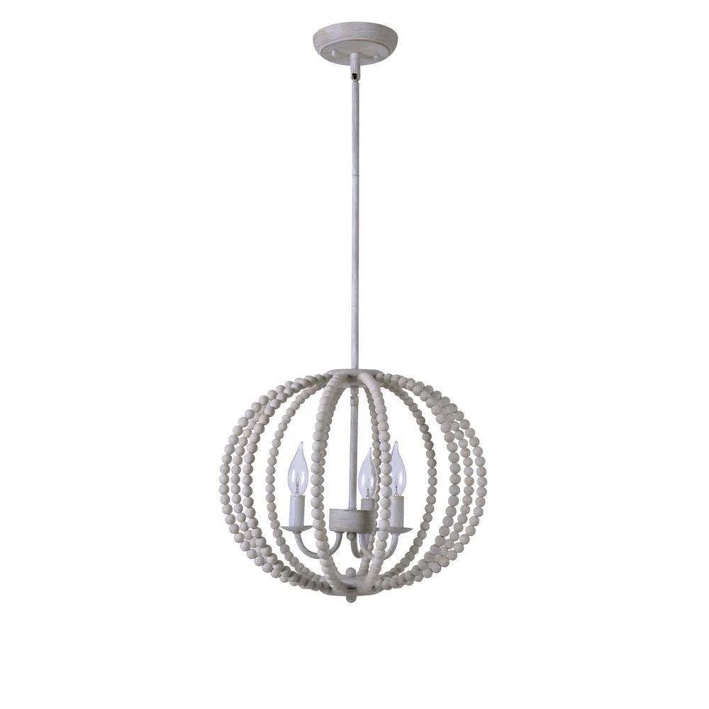 Stanley 3 Light Weathered White Chandelier by Manor Brook 5 Stanley 3 Light Weathered White Chandelier by Manor Brook - Image 4